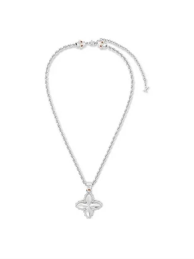 LV Flower Studs Pendant Necklace Silver - LOUIS VUITTON - BALAAN 4