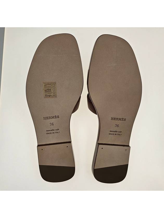 Oran Calfskin Slippers Gold Piqures Ecrues - HERMES - BALAAN 6