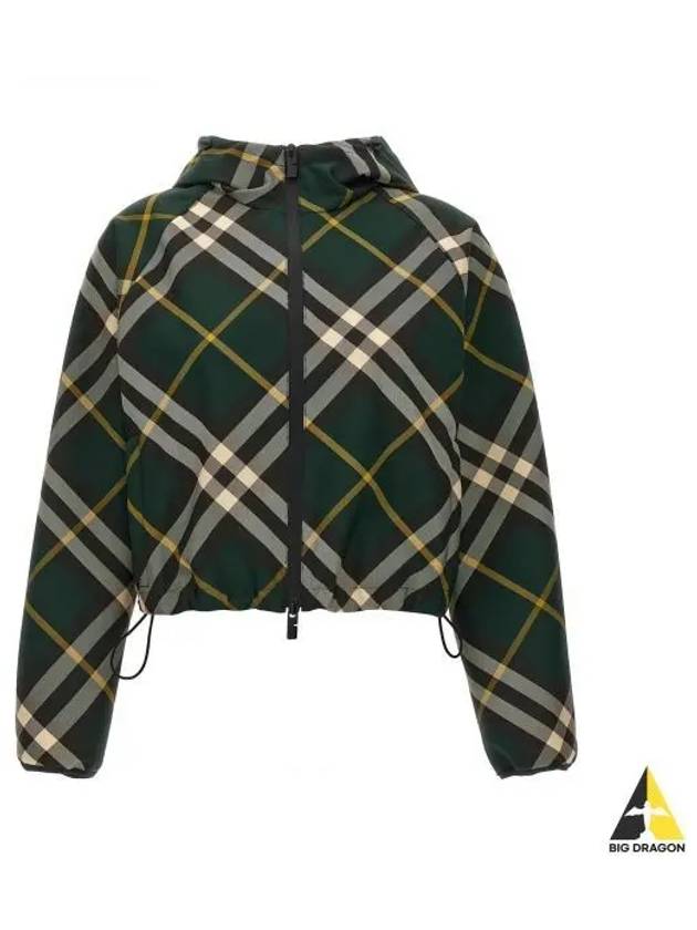 Check Pattern Zip-Up Hoodie Green - BURBERRY - BALAAN 2