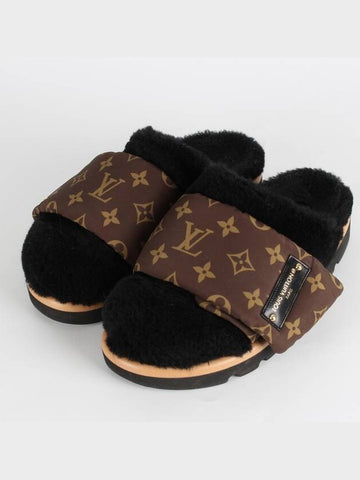 Pillow Flat Comfort Mule Shearling Slippers 37 240 - LOUIS VUITTON - BALAAN 1