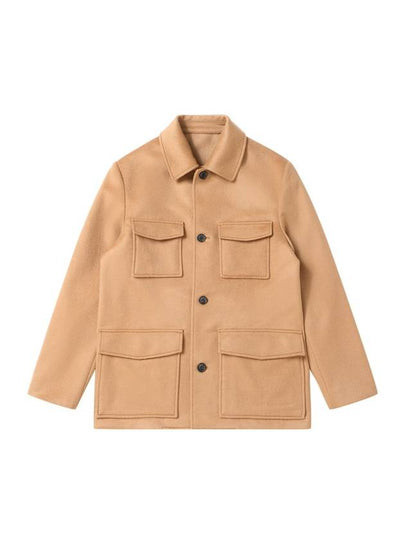 Cashmere 100 Out Pocket Jumper Jacket Camel - SOLEW - BALAAN 2