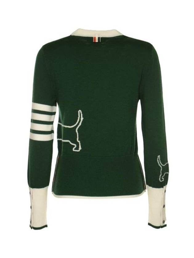 4 Bar Fine Merino Hector Crew Neck Pullover Knit Top Green - THOM BROWNE - BALAAN 3