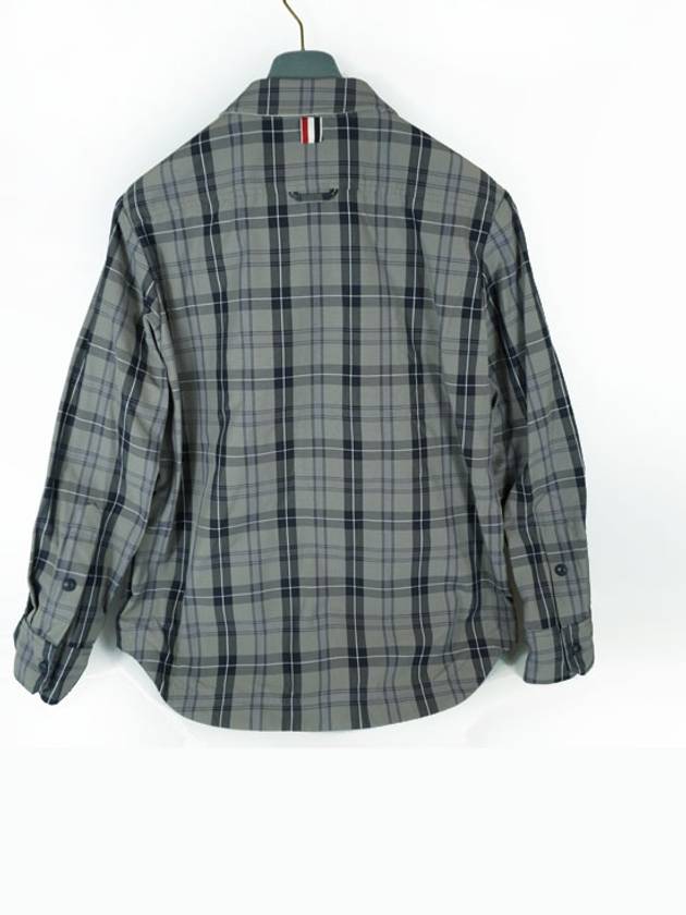 Tartan Snap Front Canvas Shirt Jacket Medium Grey - THOM BROWNE - BALAAN 3