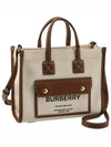 Mini Two-Tone Canvas and Leather Freya Tote Bag Natural Tan - BURBERRY - BALAAN 2