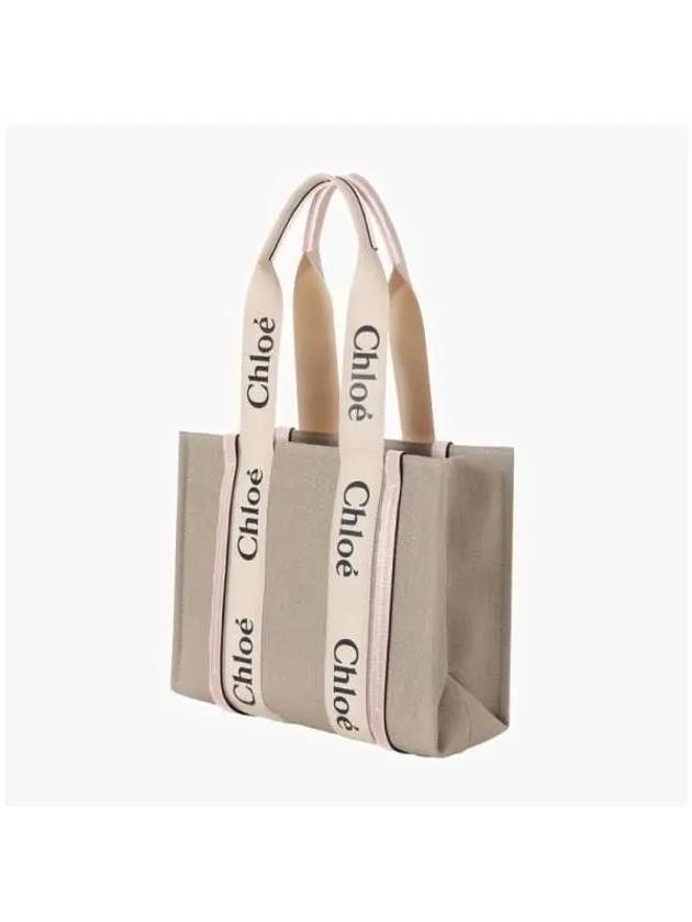 Woody Canvas Medium Tote Bag Cement Pink - CHLOE - BALAAN 4