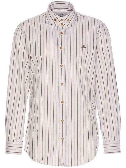 ORB Embroidered Striped Long Sleeve Shirt Beige - VIVIENNE WESTWOOD - BALAAN 2