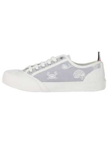 Graphic Embroidered Lace Up Sneakers Light Blue - THOM BROWNE - BALAAN 1