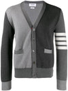 Fun Mix Milano Stitch Wool V-neck Cardigan Gray - THOM BROWNE - BALAAN 1