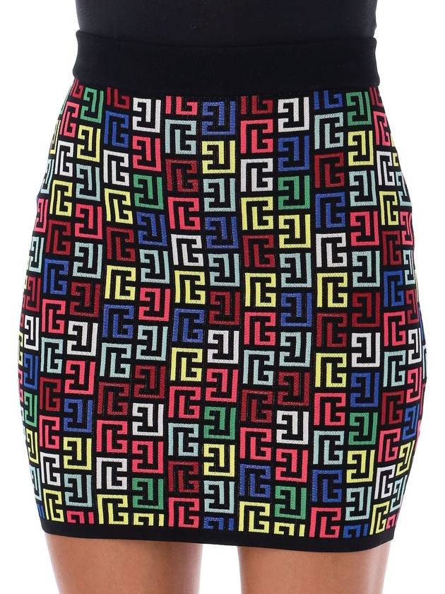 Pop monogram knit pencil skirt - BALMAIN - BALAAN 4