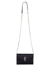 Cassandre Matelasse Envelope Chain Cross Bag In Grain de Poudre Embossed Leather Noir - SAINT LAURENT - BALAAN 6