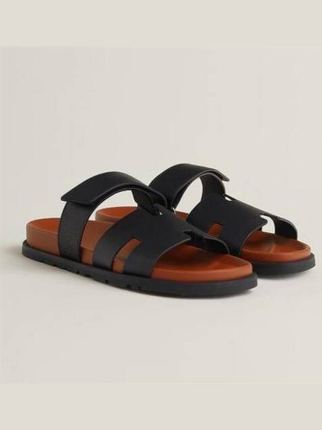 Chypre Calfskin Sandals Black - HERMES - BALAAN 3