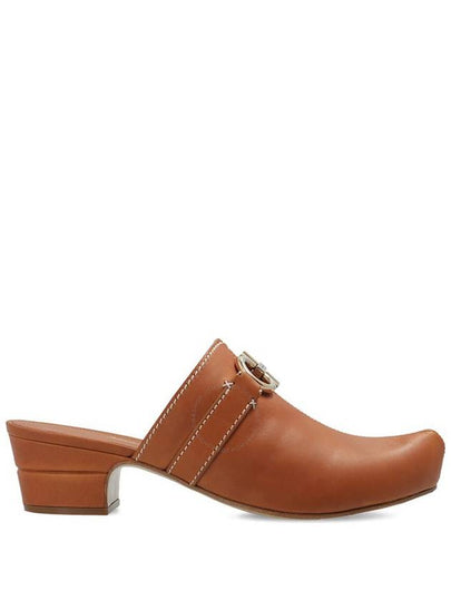 Salvatore Gancini Mule Sandals Heel Brown - SALVATORE FERRAGAMO - BALAAN 2