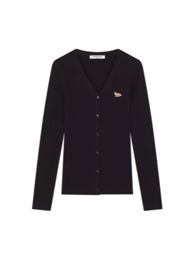 Baby Fox Patch Fine Ribbed Cardigan Black - MAISON KITSUNE - BALAAN 2