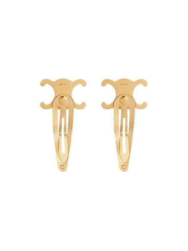 Triomphe Snap Brass Steel Hair Clip Gold Set Of 2 - CELINE - BALAAN 5