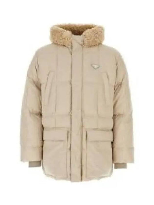 Triangle Logo Goose Down Padded Jacket Ivory - PRADA - BALAAN 2