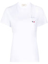 Tricolor Fox Patch Classic Pocket Short Sleeve T-Shirt White - MAISON KITSUNE - BALAAN 2