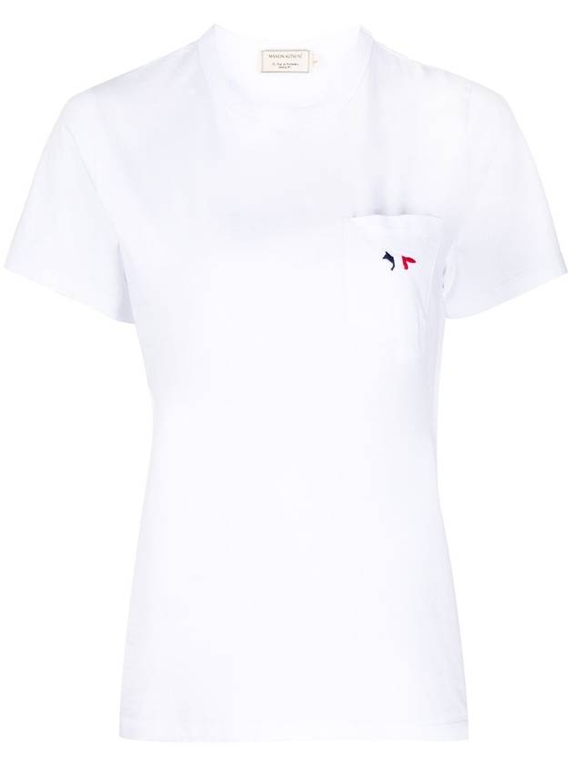 Tricolor Fox Patch Classic Pocket Short Sleeve T-Shirt White - MAISON KITSUNE - BALAAN 2