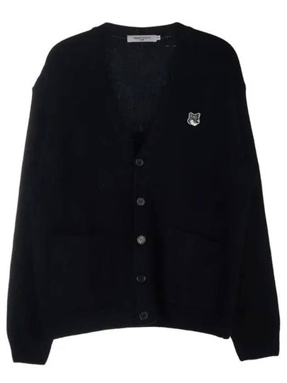 Grey Fox Head Patch Relax Cardigan Black - MAISON KITSUNE - BALAAN 2