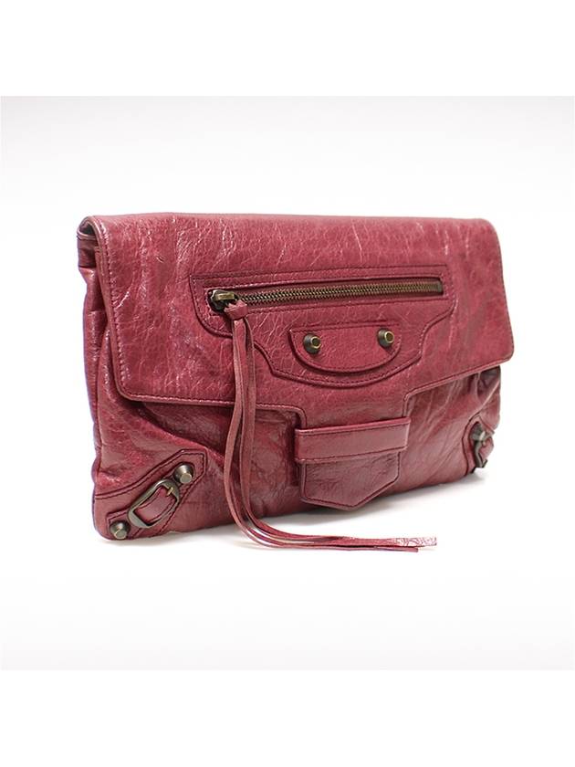 Women s Balenciaga 409337 Burgundy Lambskin Classic City Flap Clutch gt Pouch Gangbuk used luxury goods - BALENCIAGA - BALAAN 3