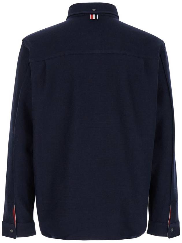 Double Face Knit Long Sleeve Shirt Navy - THOM BROWNE - BALAAN 3