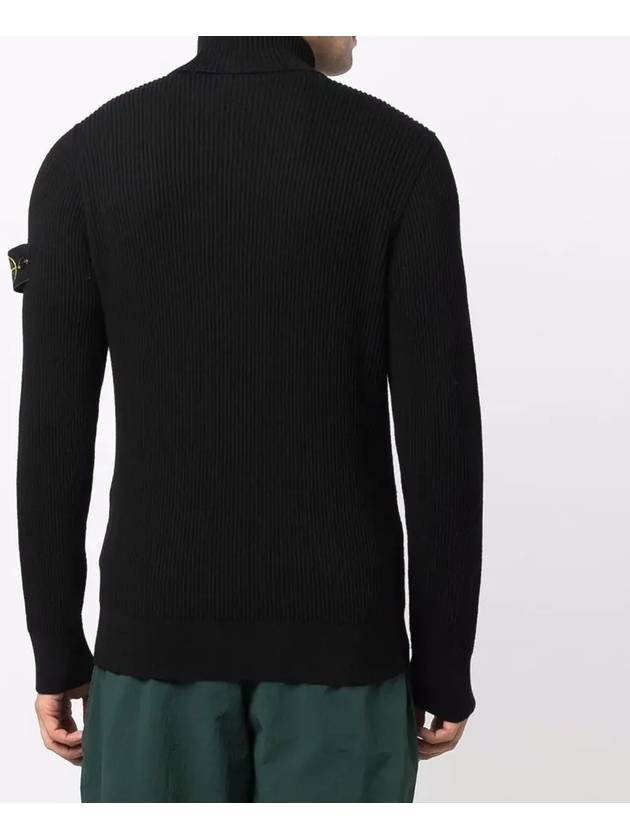 Wappen Patch Full Rib Pure Wool Knit Turtleneck Black - STONE ISLAND - BALAAN 4