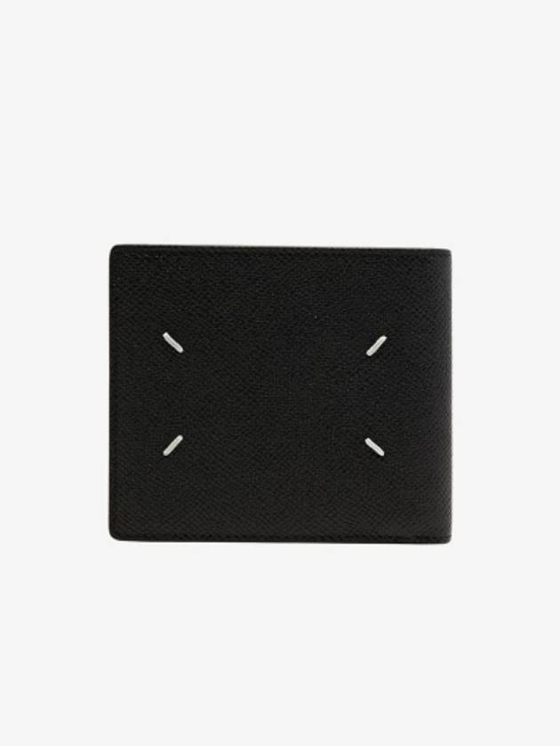 Stitched Bifold Leather Half Wallet Black - MAISON MARGIELA - BALAAN 2