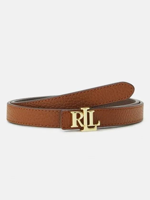 Gold Logo Reversible Leather Belt Brown - POLO RALPH LAUREN - BALAAN 3