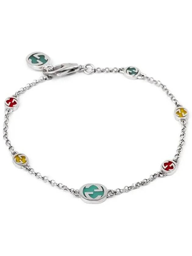 Women's Enamel Interlocking G Bracelet Silver - GUCCI - BALAAN 5