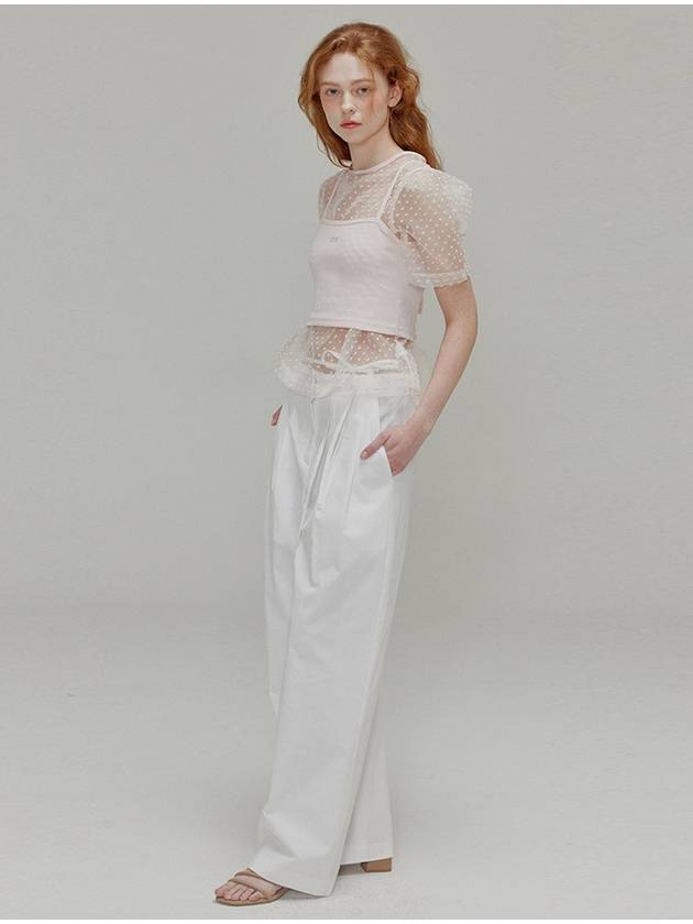 Ribbon cotton two tuck wide pants_White - OPENING SUNSHINE - BALAAN 3