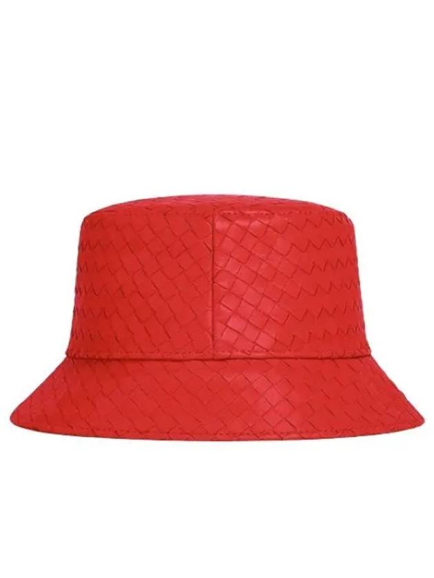 Intrecciato Leather Bucket Hat Red - BOTTEGA VENETA - BALAAN 2