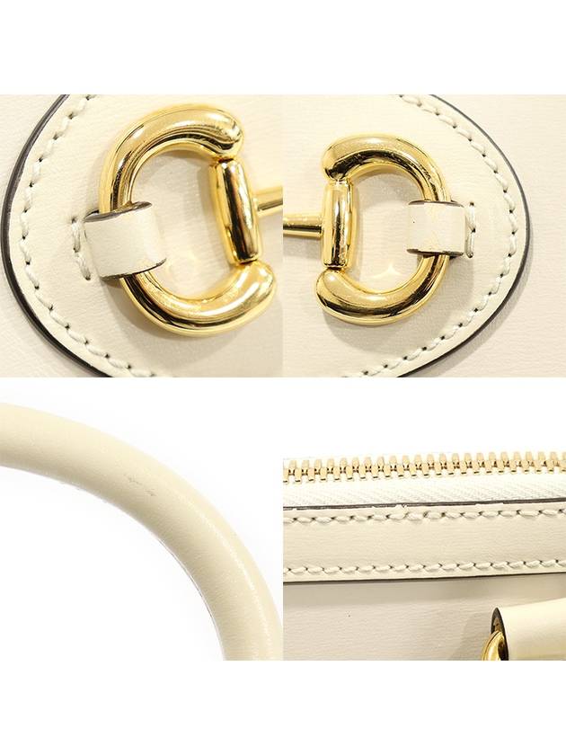 640716 White Leather Horsebit 1955 Mini Top Handle Bag 2WAY - GUCCI - BALAAN 6