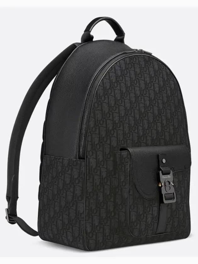 Oblique Jacquard Saddle Zipper Backpack Black - DIOR - BALAAN 4