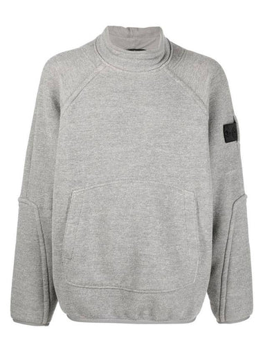 Logo Patch Mock Neck Sweatshirt Grey - STONE ISLAND - BALAAN 1