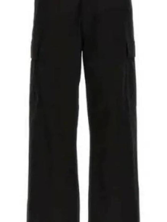 Paris Label Flap Pocket Workwear Cargo Cotton Straight Pants Black - KENZO - BALAAN 2