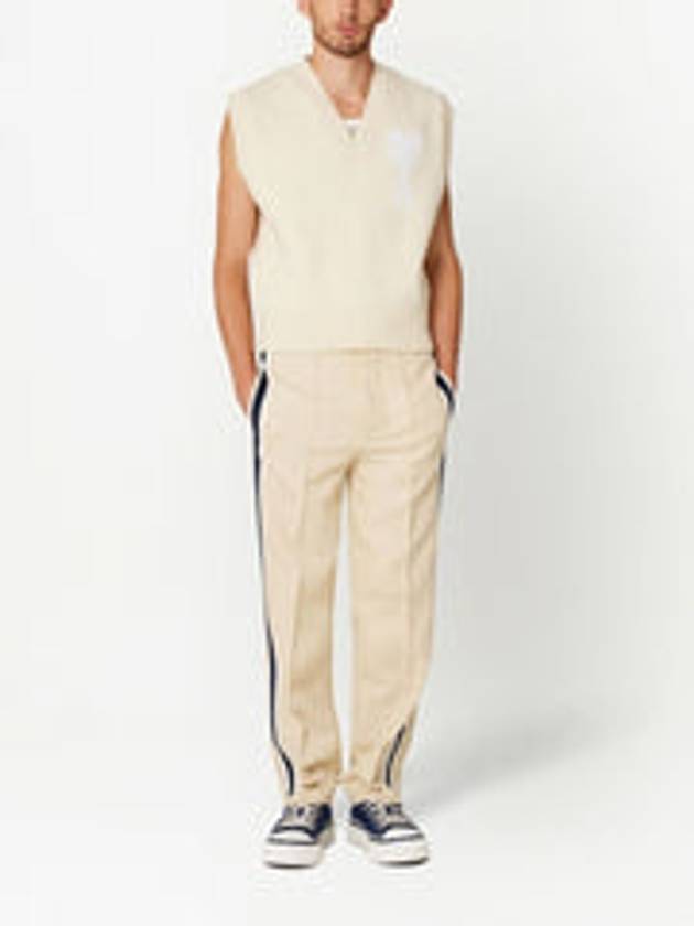 Striped Color Combination Track Pants Beige - AMI - BALAAN 3