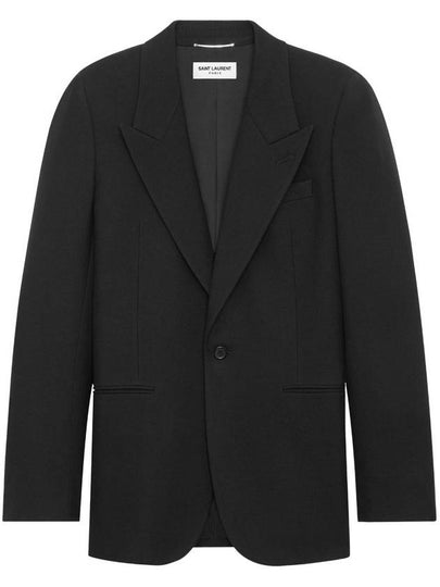 Wool Gabardine Jacket Black - SAINT LAURENT - BALAAN 2