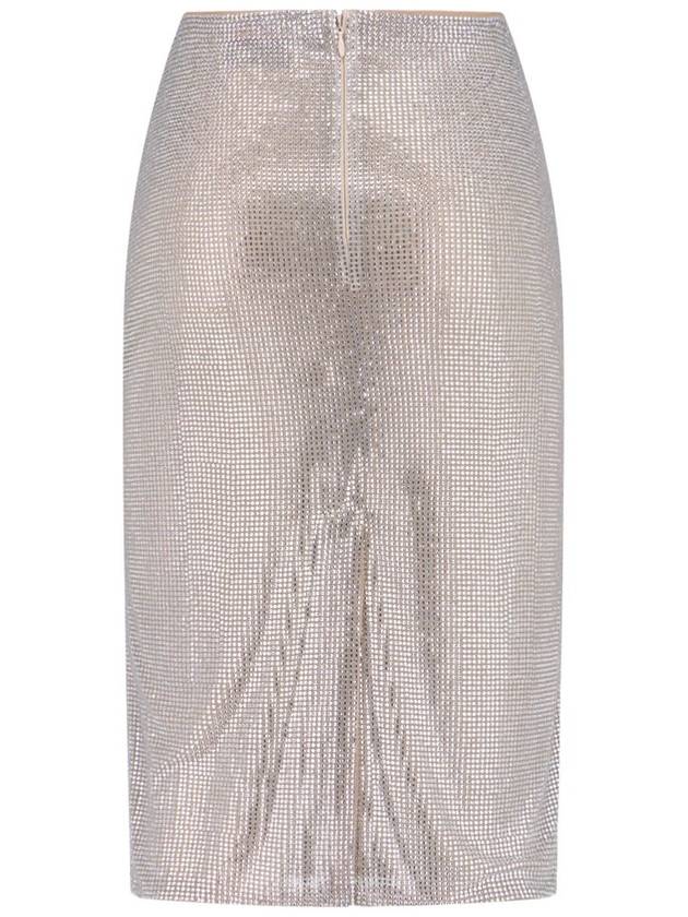 Silver Midi Skirt With Crystals Decoration In Technical Fabric Woman - GIUSEPPE DI MORABITO - BALAAN 5