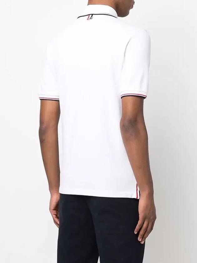 Classic Pique Stripe Short Sleeve Polo Shirt White - THOM BROWNE - BALAAN 4