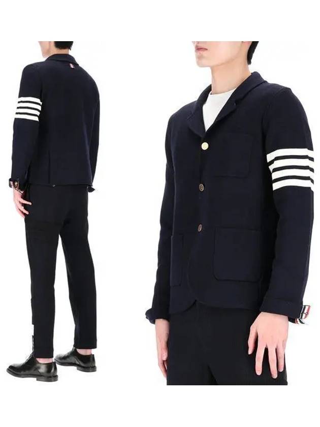 4 Bar Knit Blazer Jacket Navy - THOM BROWNE - BALAAN 2