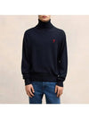 Heart Logo Wool Turtleneck Navy - AMI - BALAAN 3