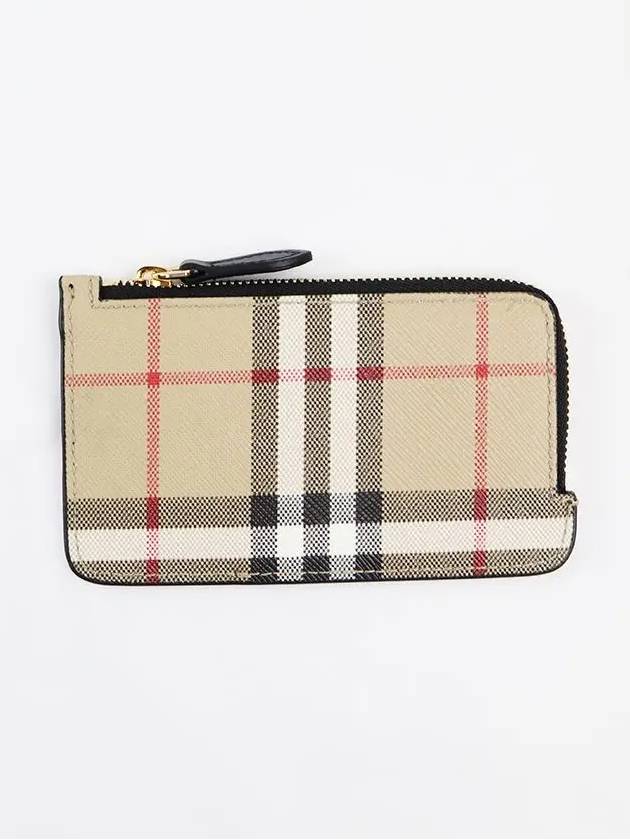 Check Pattern Half Zipper Card Wallet Archive Beige - BURBERRY - BALAAN 6