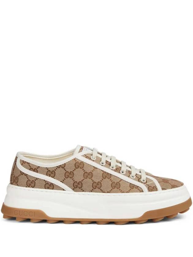 GG Canvas Low-Top Sneakers Beige Ebony - GUCCI - BALAAN 1