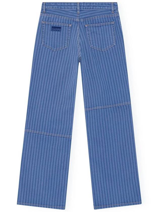 Striped Izey Straight Jeans Blue - GANNI - BALAAN 4