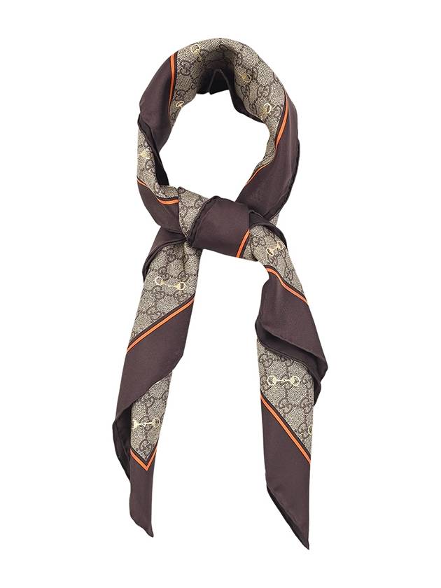 Horsebit Silk GG Print Muffler Brown - GUCCI - BALAAN 2