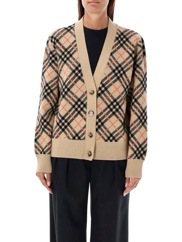 Check Cashmere Cardigan Sand - BURBERRY - BALAAN 2