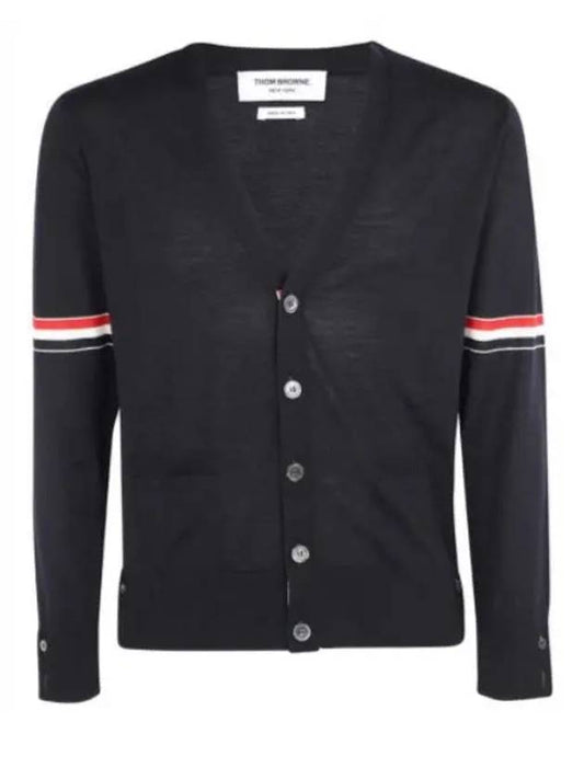 Stripe Armband Merino Wool Cardigan Navy - THOM BROWNE - BALAAN 2