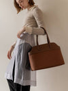 Italian leather mix canvas series big shoulder bag brown - RE:FRAME - BALAAN 6