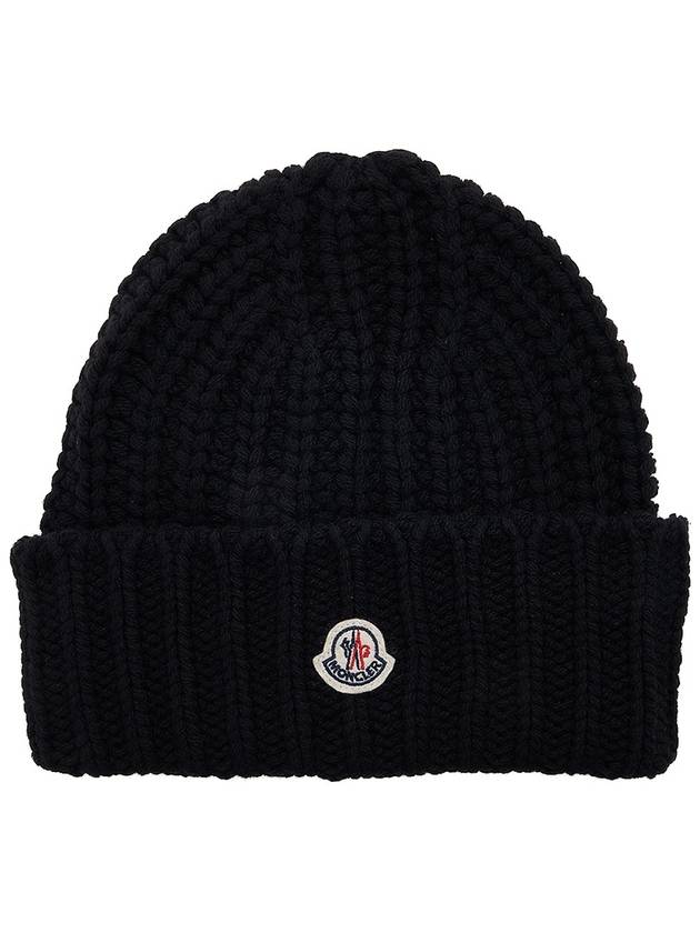 Logo Patch Cashmere Blend Beanie Black - MONCLER - BALAAN 11