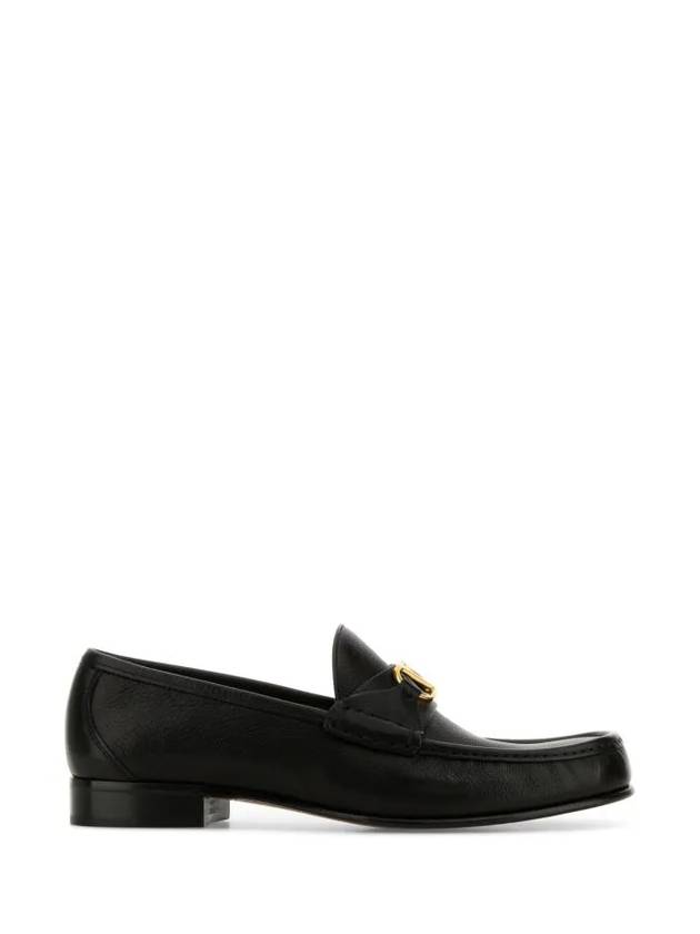 Garavani V logo signature leather loafers black - VALENTINO - BALAAN 1