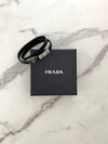 Triangle Logo Saffiano Logo Bracelet Black - PRADA - BALAAN 10